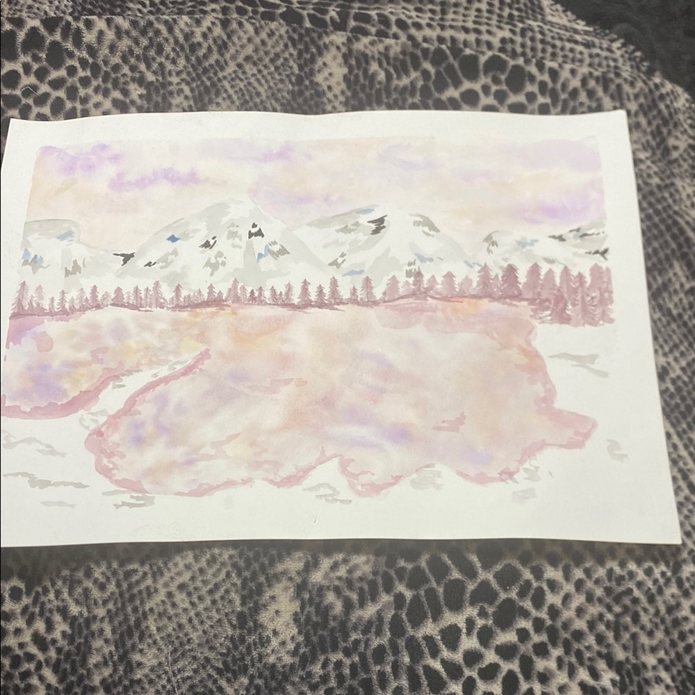 Hand-Painted Mountain Landscape Art